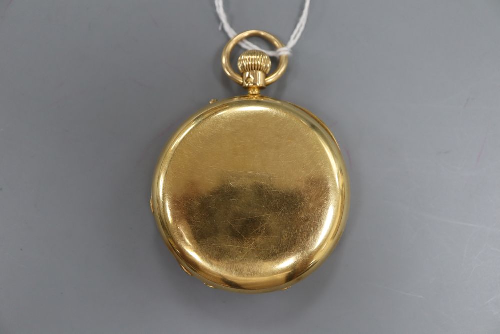 A late Victorian 18ct gold keyless lever half hunter pocket watch, by Jays numbered 1883.